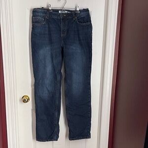 Stylish Men's Fleece Lined Straight Jeans - Dark Blue